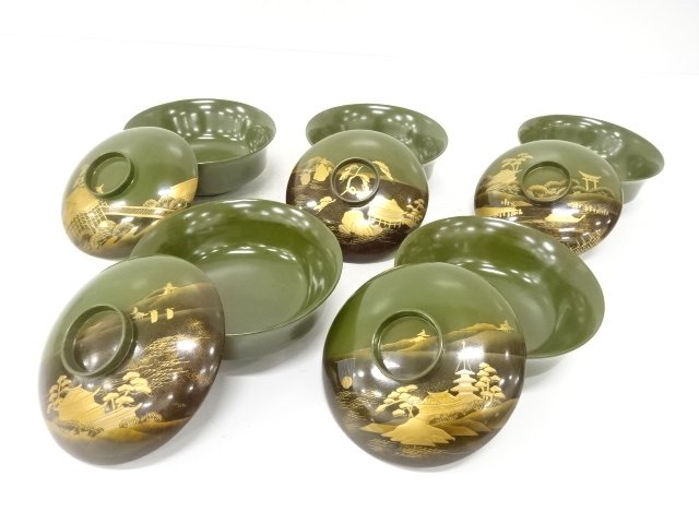 JAPANESE LACQUERY / SET OF LIDDED BOWL / MAKIE